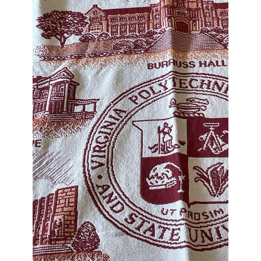 Vintage Virginia Tech Hokies University Afghan Blanket Tapestry Throw 64" X 46” - Picture 5 of 7